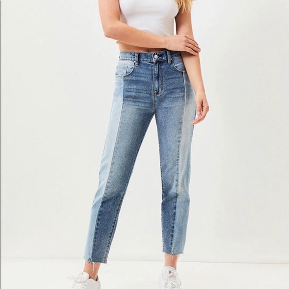 Pac Sun Vintage Icon Two Tone Jeans High Waist Raw Hem Waist Size 26